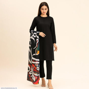 3 Pcs Women's Unstitched Plain Suit