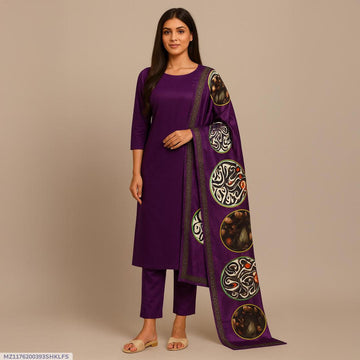 3 Pcs Women's Unstitched Plain Suit