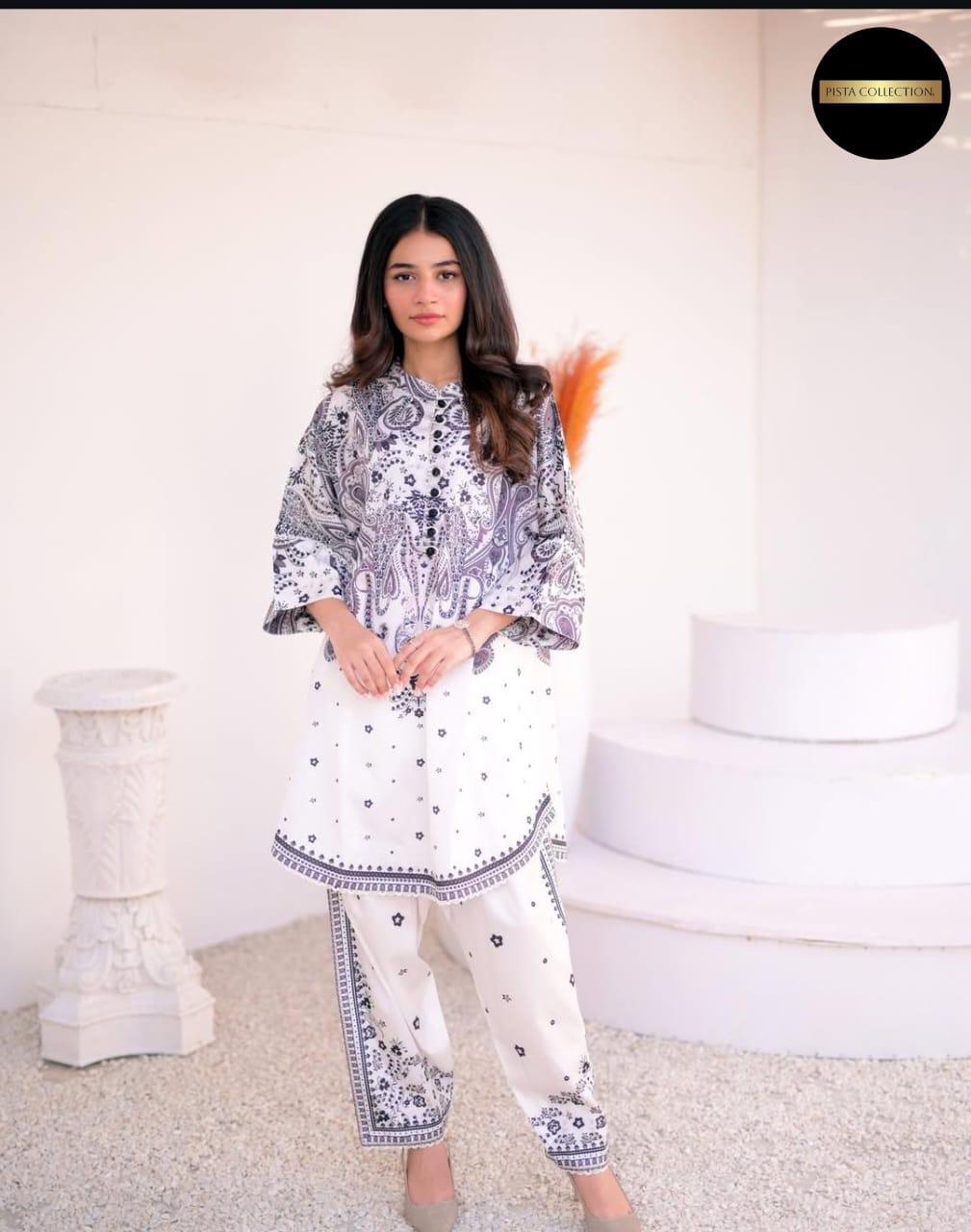 3 Pcs Women's Stitched Lawn Printed Suit