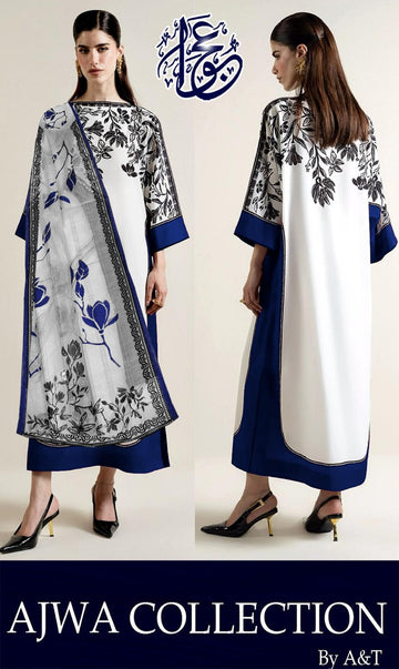 3 Pcs Women's Stitched Lawn Printed Suit