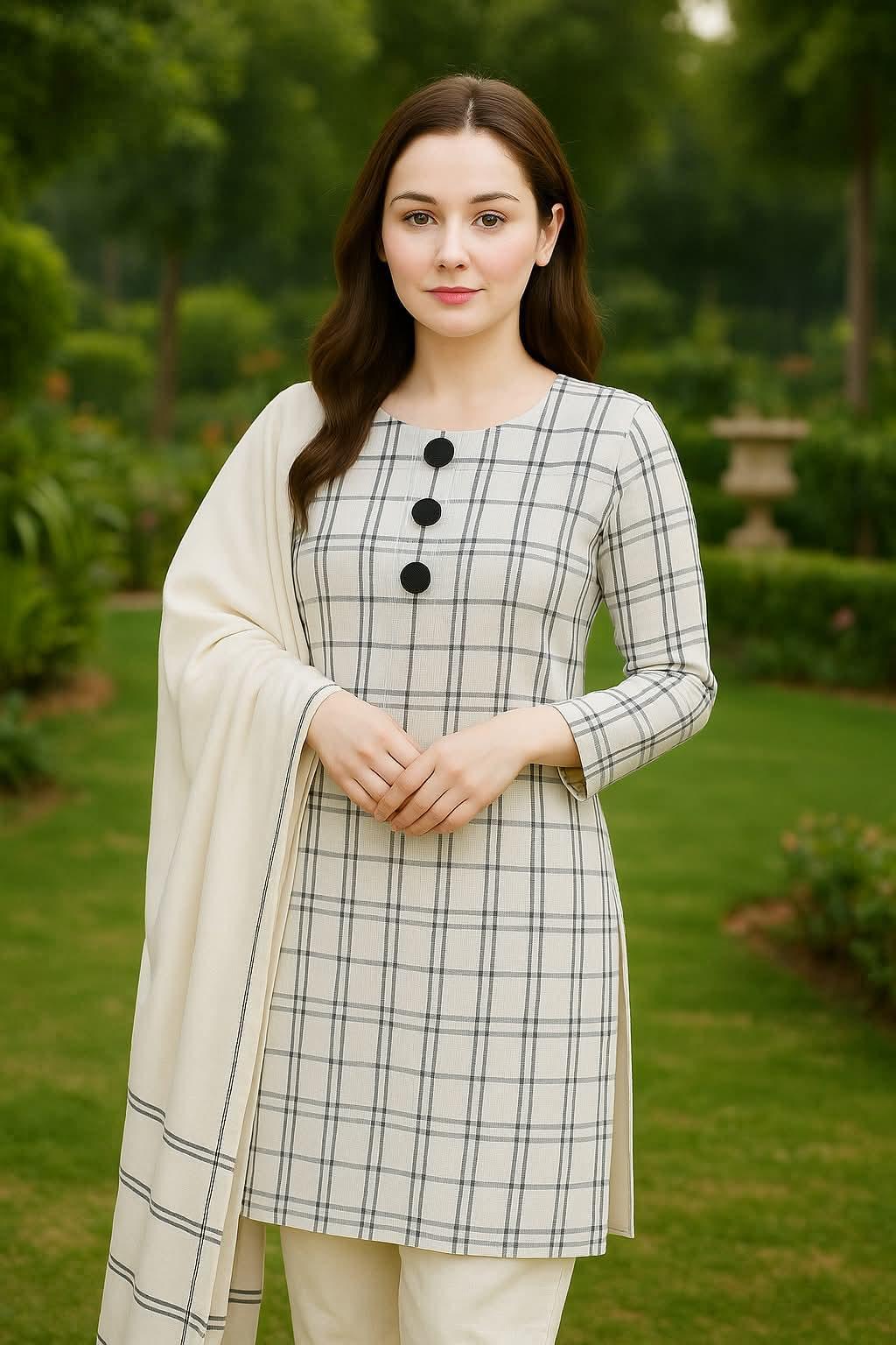 3 Pcs Women's Unstitched Embroidered Suit