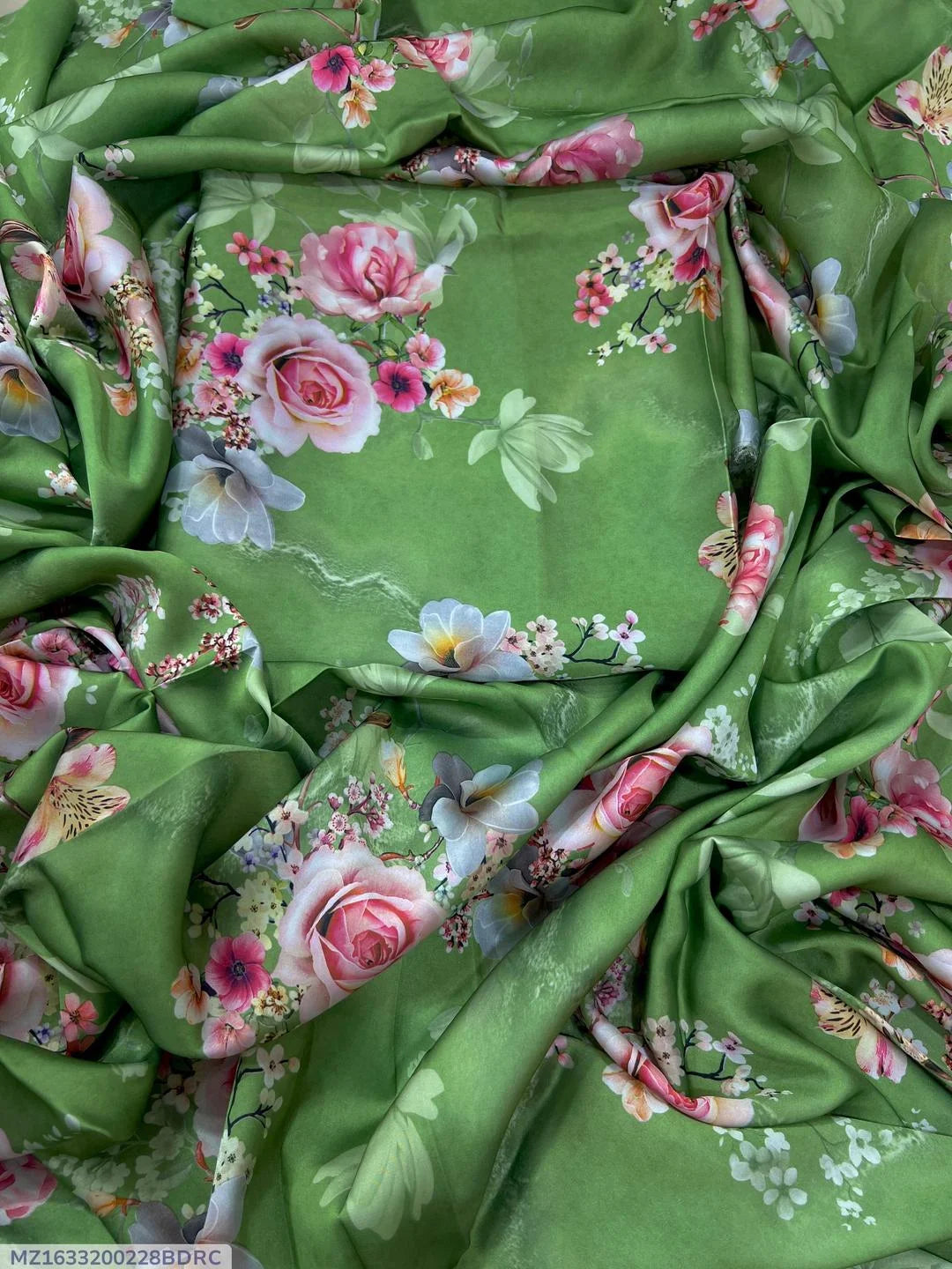 2 Pcs Women's Unstitched Digital Print Suit (Green)
