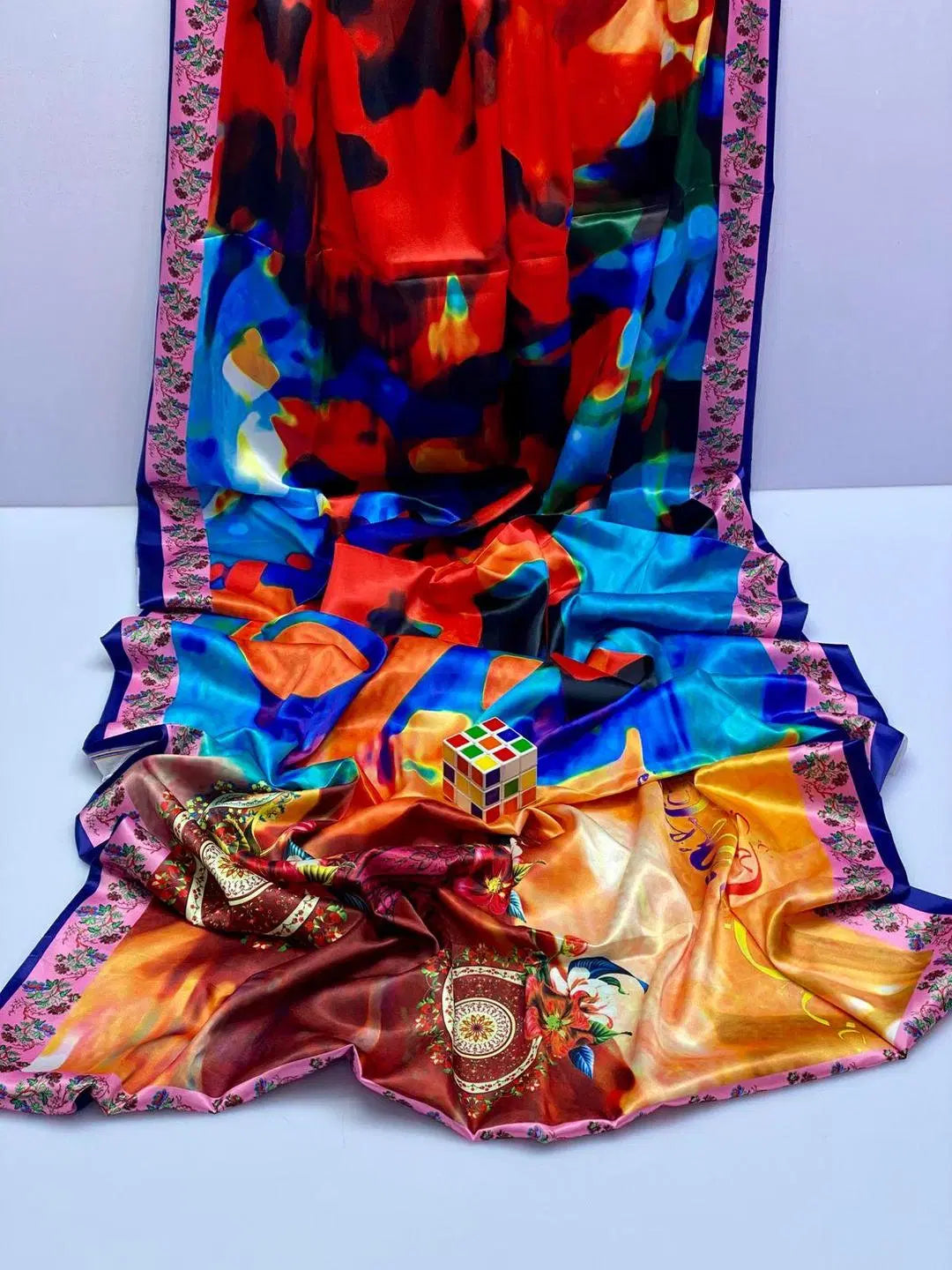 Exquisite Pink Silk Digital Print Dupatta - 1 Pc