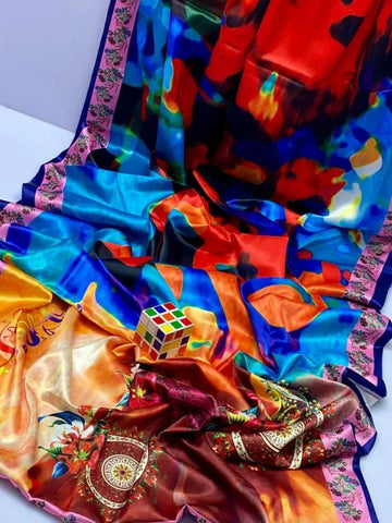 Exquisite Pink Silk Digital Print Dupatta - 1 Pc