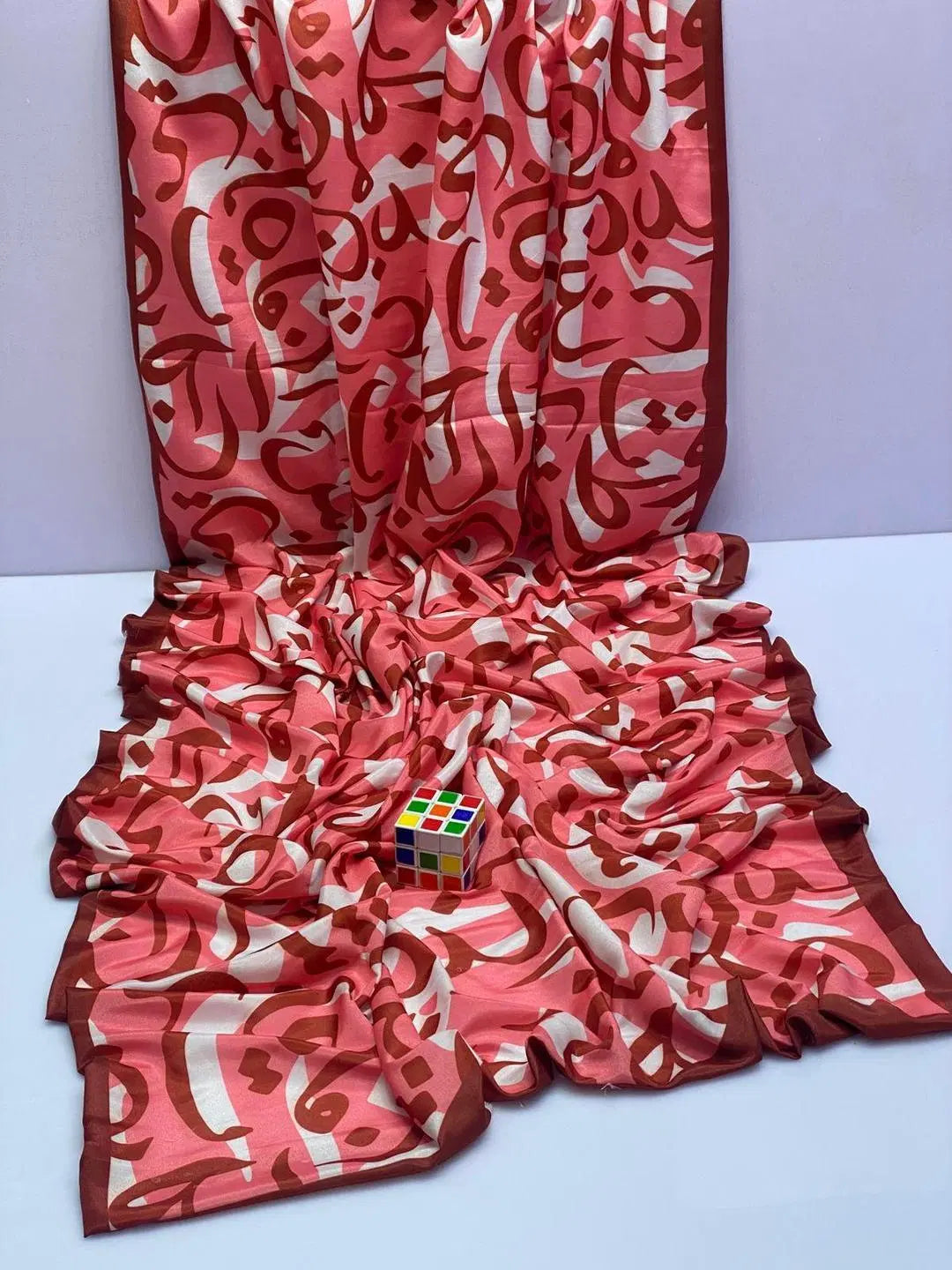 Stylish Pink Silk Dupatta - 1 Pc Digital Print Design (Pink)