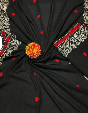 Women's Swiss Embroidered Shawl (Black)