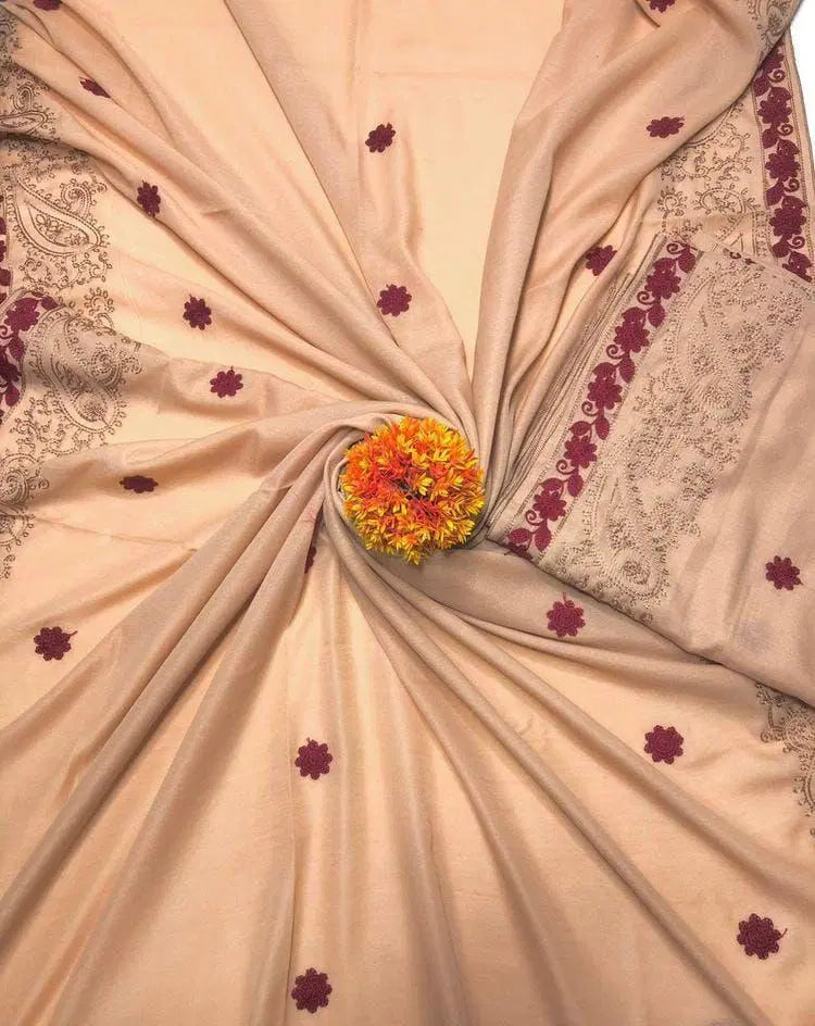 Women's Swiss Embroidered Shawl (Brown)
