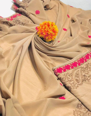 Women's Swiss Embroidered Shawl (Brown)