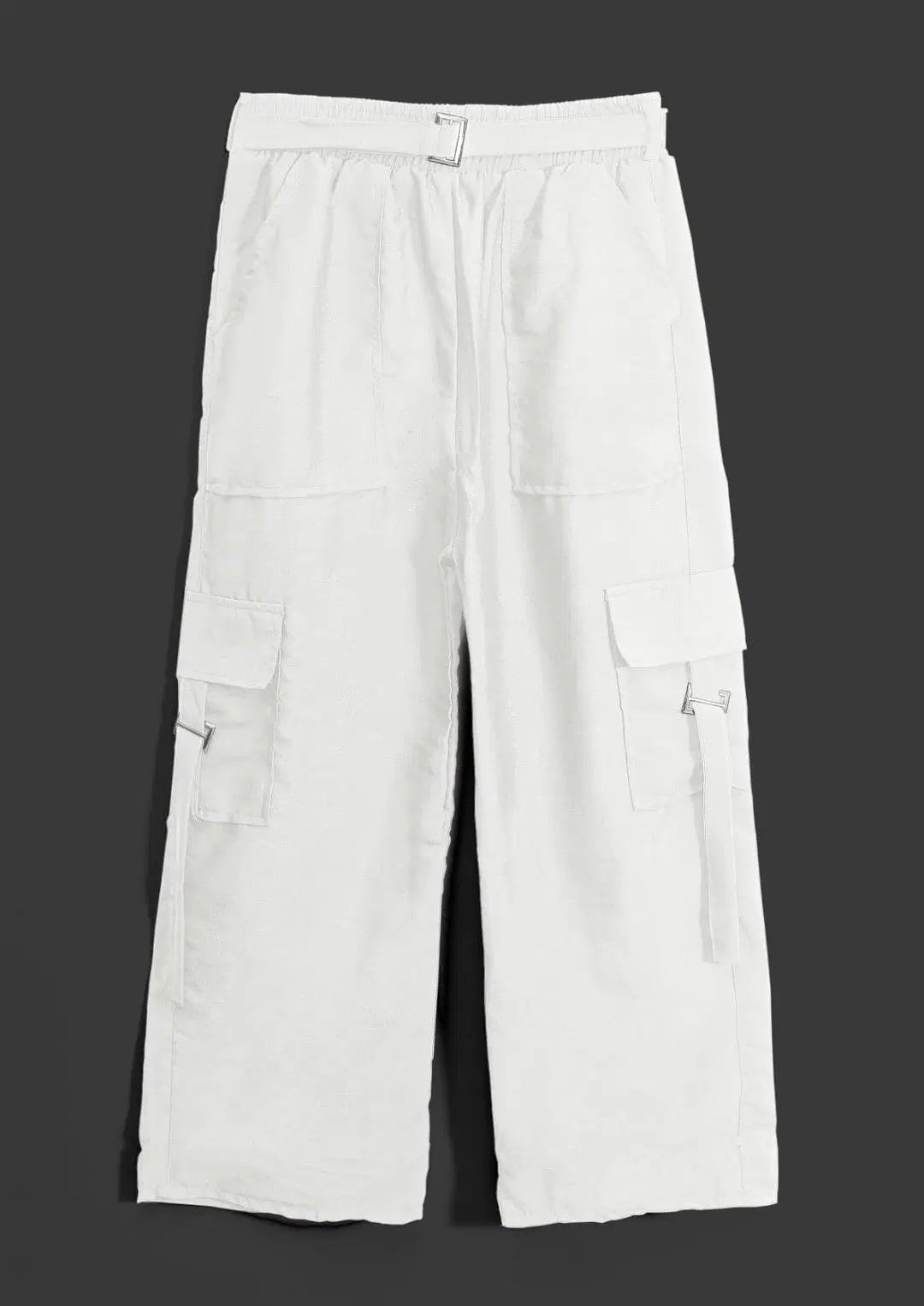 1 Pc Women's Stitched Grip Cargo Trouser With Belt (White)