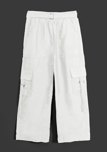1 Pc Women's Stitched Grip Cargo Trouser With Belt (White)