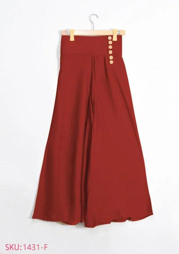 1 Pc Women's Stitched Grip Plain Palazzo (Maroon)
