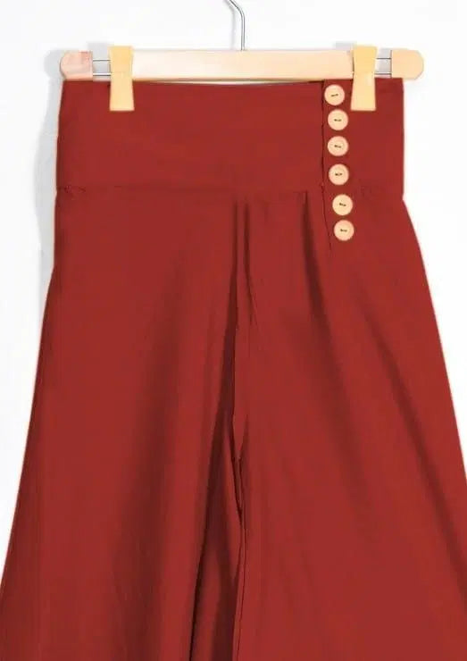 1 Pc Women's Stitched Grip Plain Palazzo (Maroon)
