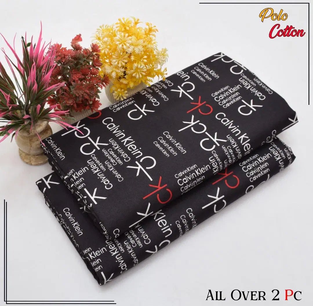 2 Pcs Women's Unstitched Printed Suit (CK Black)