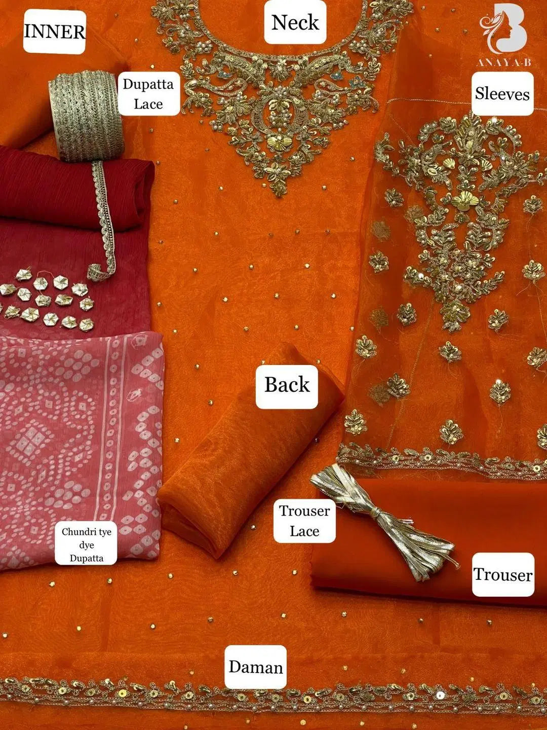 3 Pcs Women's Unstitched Hand Work Suit
